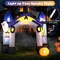 Slickblue; 9 ft Halloween Inflatable Ghost Castle Archway, Light-Up Pumpkin, Glowing Ghost and Bat Banner, Multicolor LED Outdoor Entrance Decoration with Stakes and Ropes; Category:Halloween Inflatables; Image:6